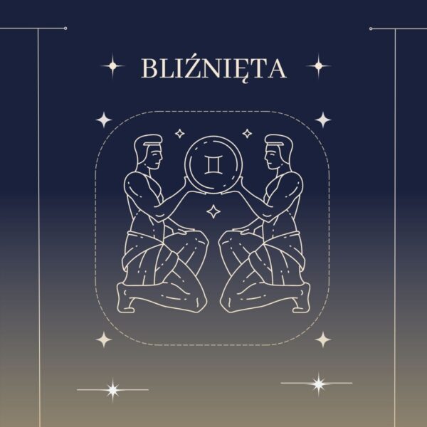 Ilustracja przedstawiająca horoskop roczny 2025 dla Bliźniąt.