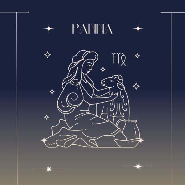 Ilustracja przedstawiająca horoskop roczny 2025 dla zodiakalnej Panny.