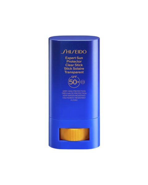 Żel ochronny w sztyfcie Shiseido Expert Sun Protector Clear Stick SPF 50+. Zdjęcie produktowe.