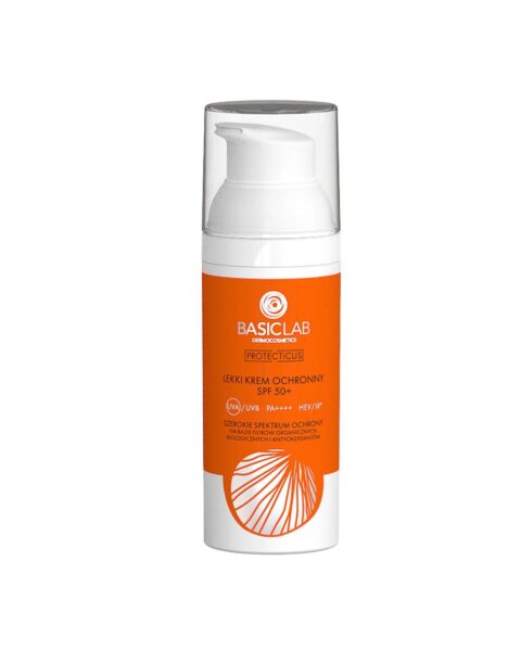 Lekki krem ochronny SPF50+ Basic Lab Protecticus. Zdjęcie produktowe.