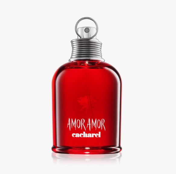 Czerwony flakon perfum.