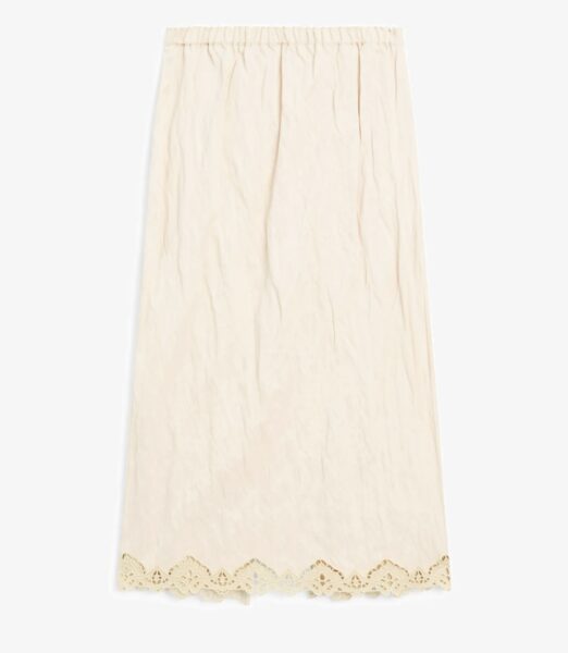 Spódnica midi z koronkowym wykończeniem Massimo Dutti