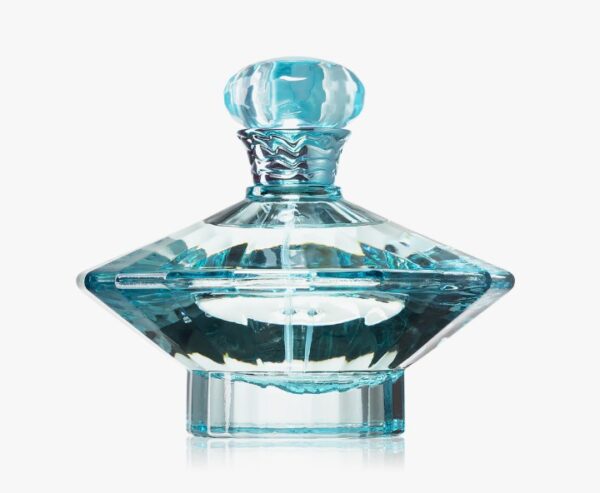 Niebieski flakon perfum.