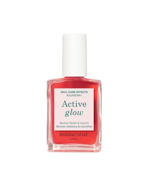 Lakier-odżywka do paznokci Manucurist Active Glow kolor Raspberry. Zdjęcie produktowe.
