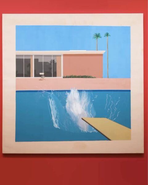 Zdjęcie obrazu Davida Hockneya z wystawy w Paryżu „David Hockney”.