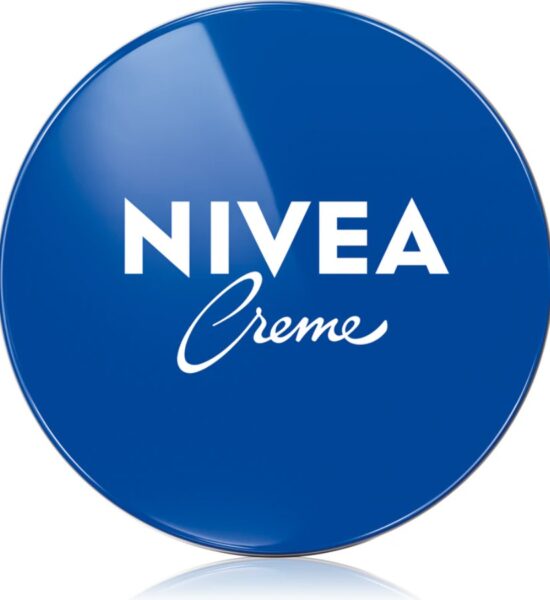 Niebieskie, okrągłe opakowanie kremu Nivea.