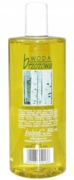 Kosmetyk w żółtym opakowaniu - woda brzozowa.