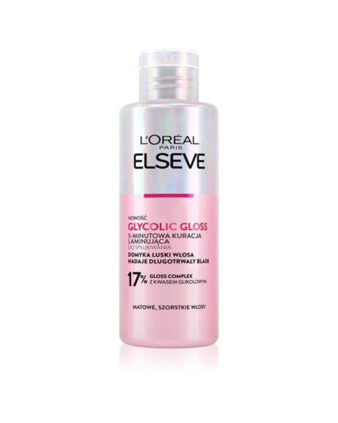 Maska do włosów wygładzająca i regenerująca zniszczone włosy L’Oréal Paris Elseve Glycolic Gloss. Zdjęcie produktowe.