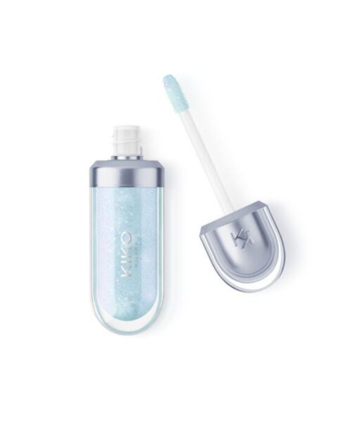 Nawilżający błyszczyk do ust Kiko Milano 3D Hydra Lip Gloss w kolorze 51 Frozen Light Blue. Zdjęcie produktowe.
