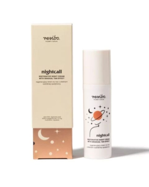 Regenerujący krem na noc z efektem subtelnej opalenizny Resibo Nightcall. Zdjęcie produktowe.
