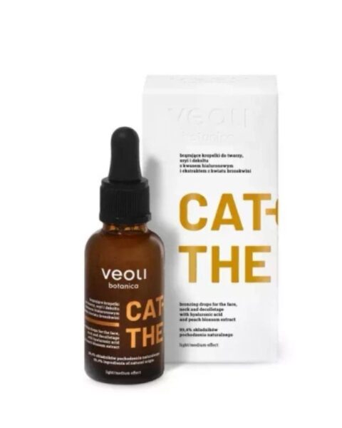 Brązujące kropelki do twarzy, szyi i dekoltu Veoli Botanica Catch The Sun. Zdjęcie produktowe.